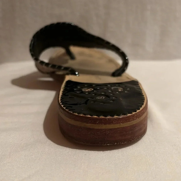 Jack Rogers Women's Snake Skin Tan Black Patent Sandals Flip Flops Size 8M - Picture 14 of 16